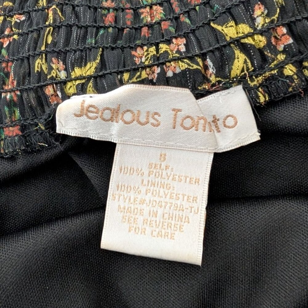 Jealous Tomato Floral Off Shoulder Maxi Dress Womens Size Small Black Front Slit - Picture 5 of 12
